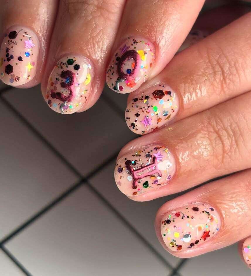 gemini birthday nails