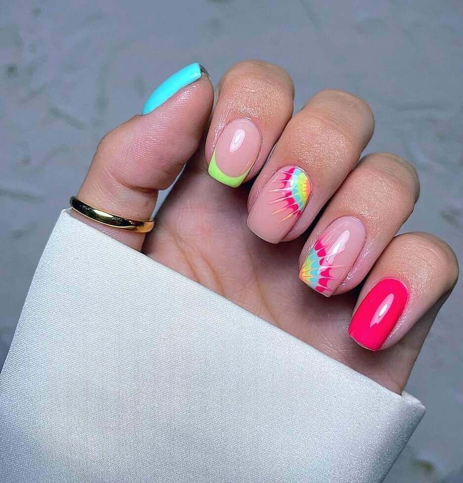 colorful june nails