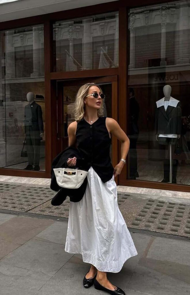 old money summer outfit midi skirt