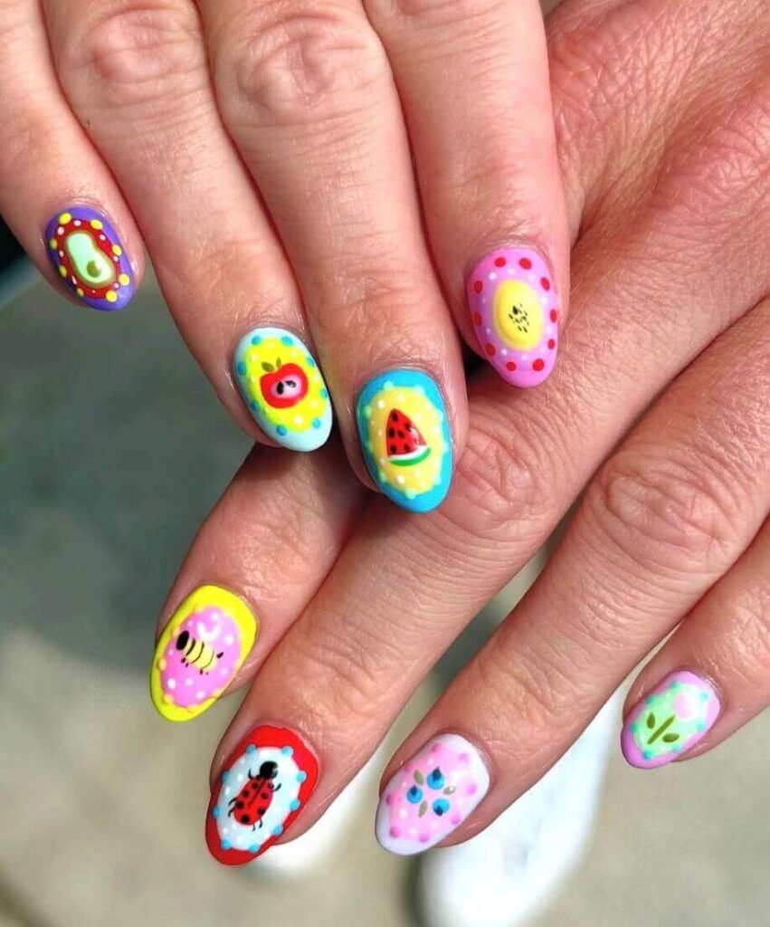 colorful back to school nails 