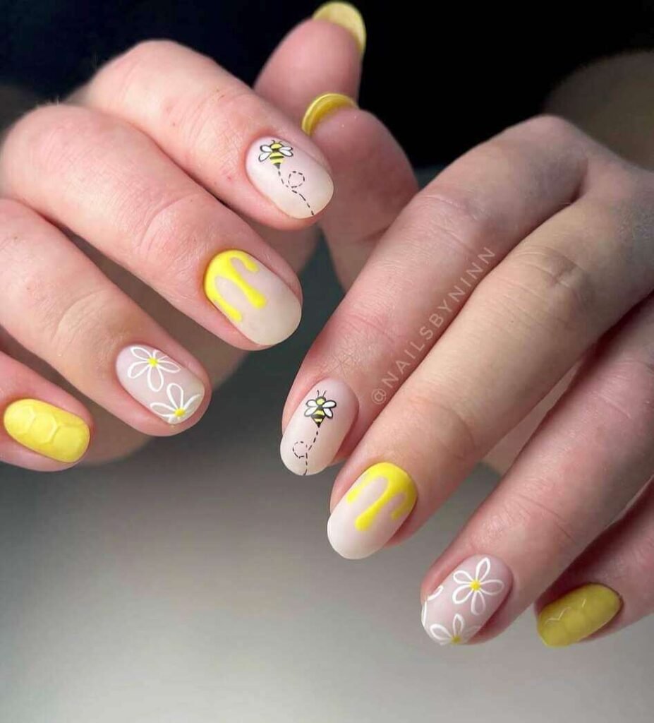 bee back to school nails 