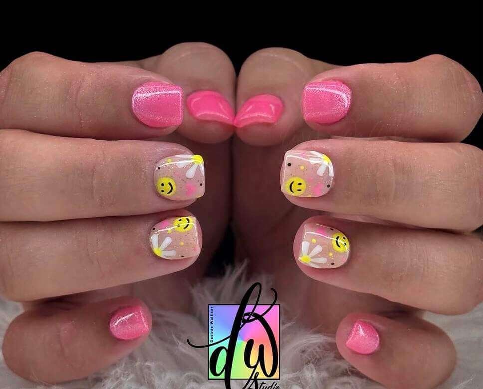 pink back to school nails