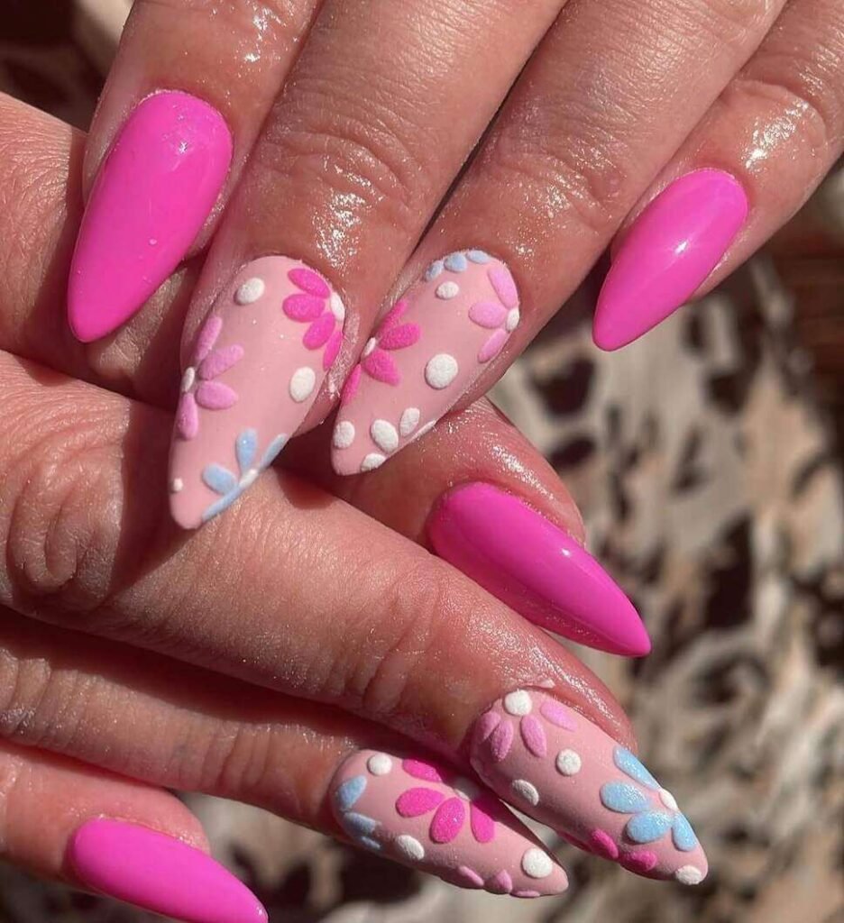 long pink summer nails 