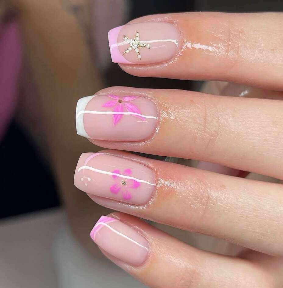 pink summer nails square