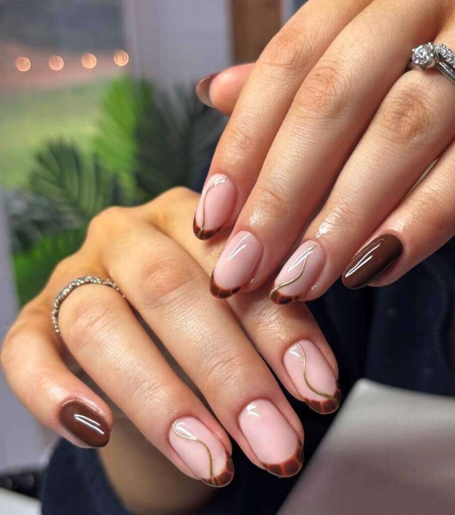 brown french tips September nails