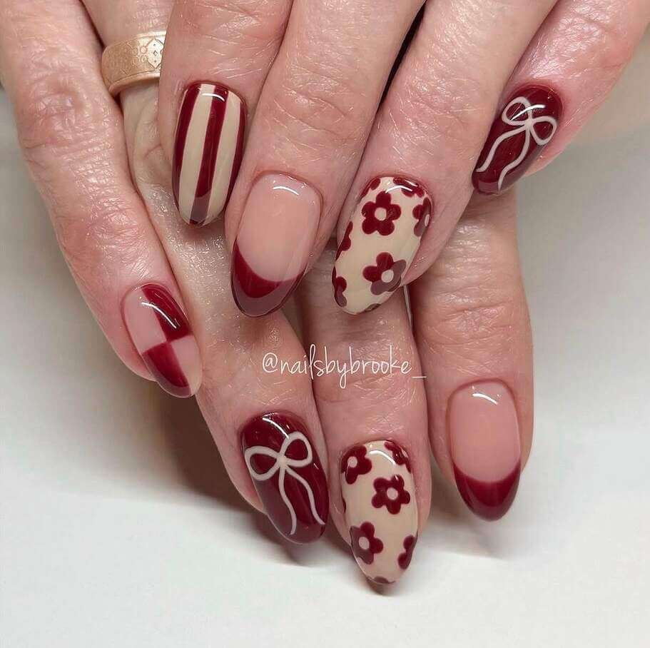 floral September nails