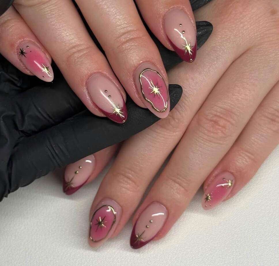 burgundy September nails