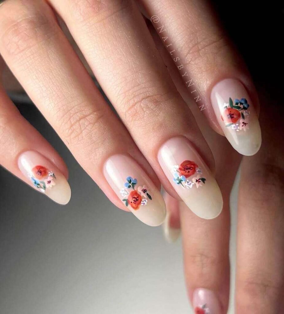 nude floral fall nails 2026