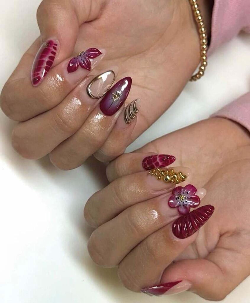 maroon nails for fall