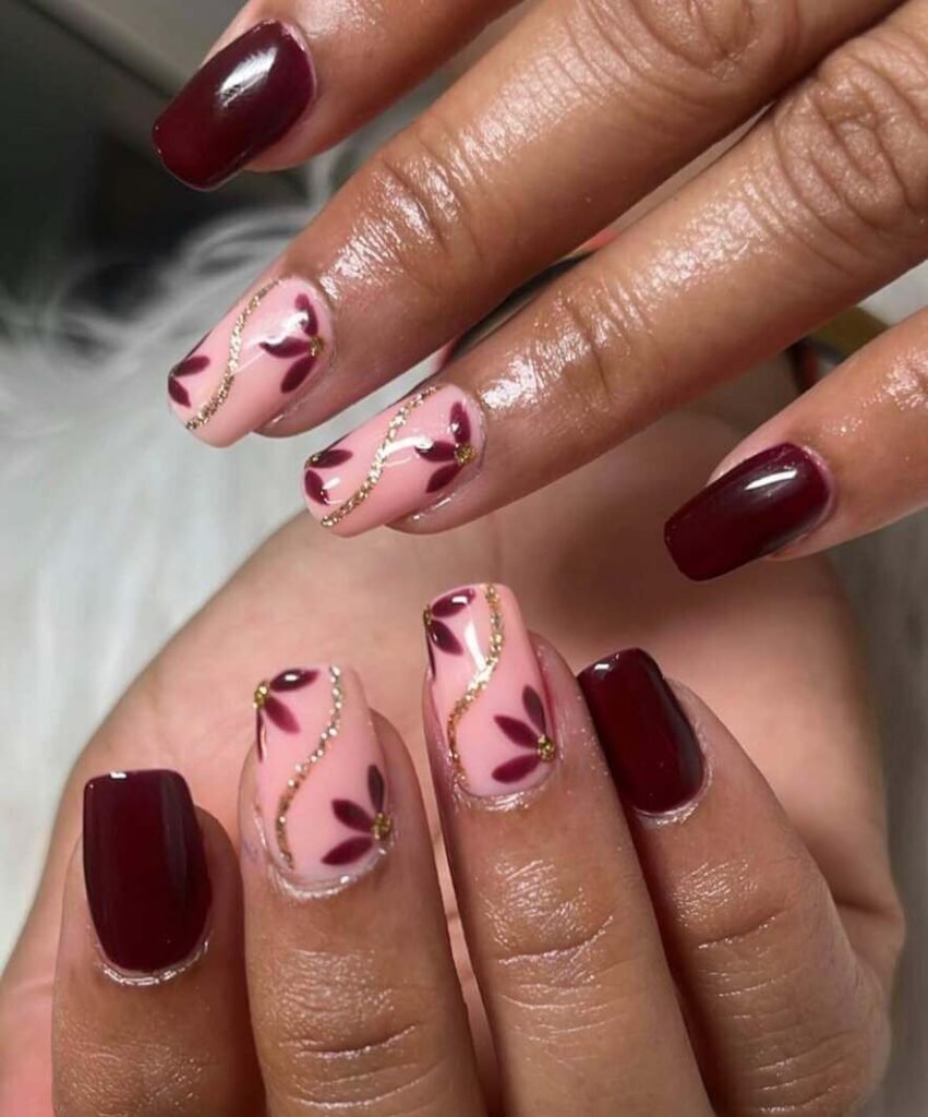 maroon nails 