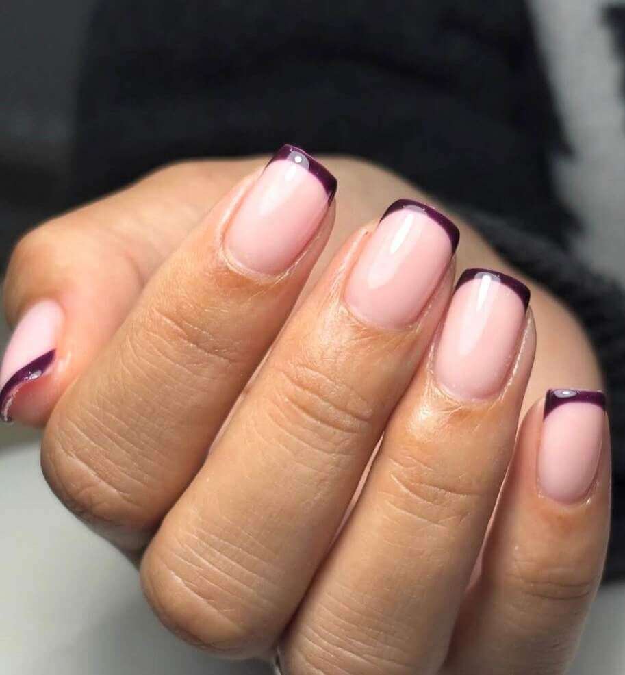 french tip maroon nails