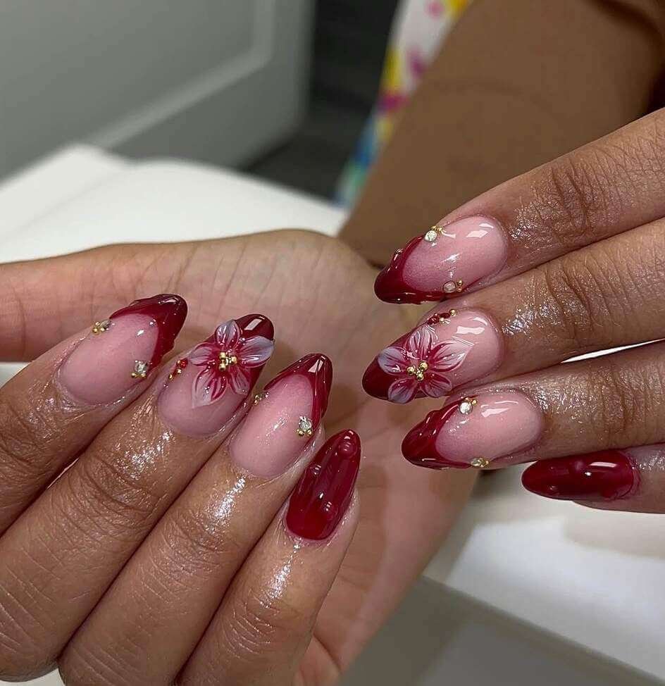 maroon nail designs