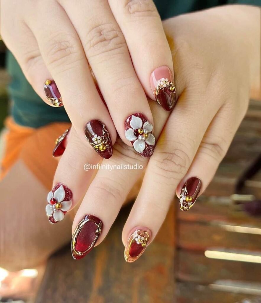 maroon nails 