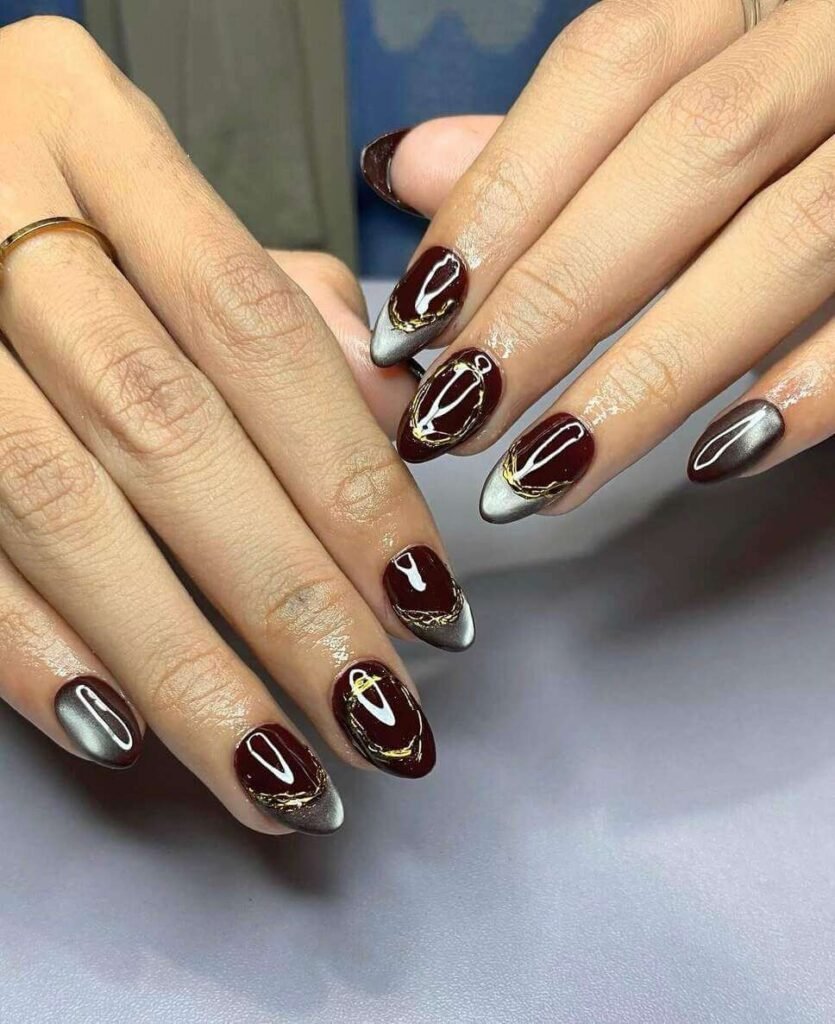 maroon nails 