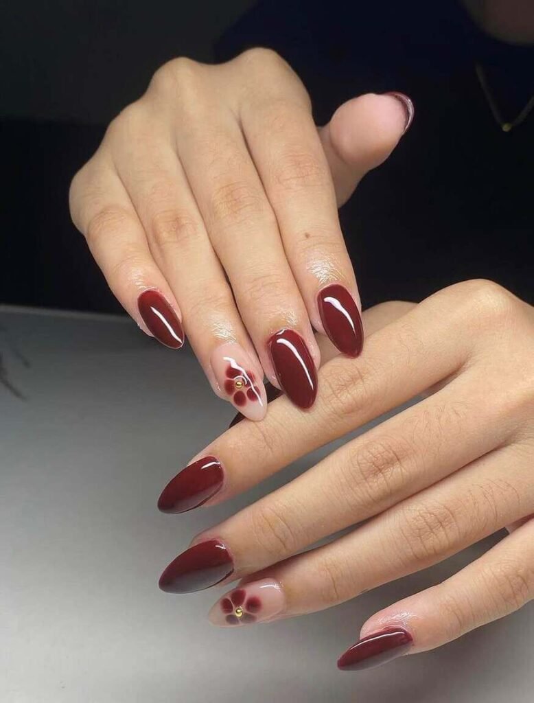 maroon nails