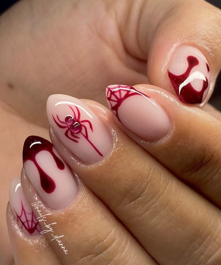 red halloween nails 