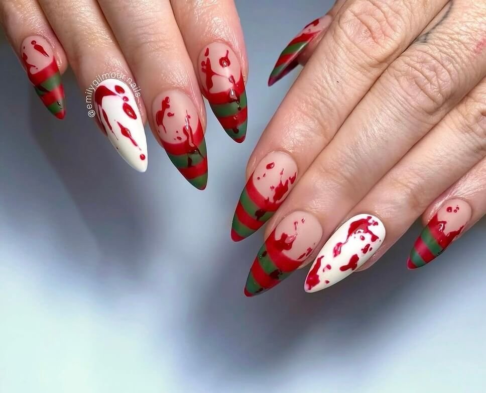 bloody red halloween nails 