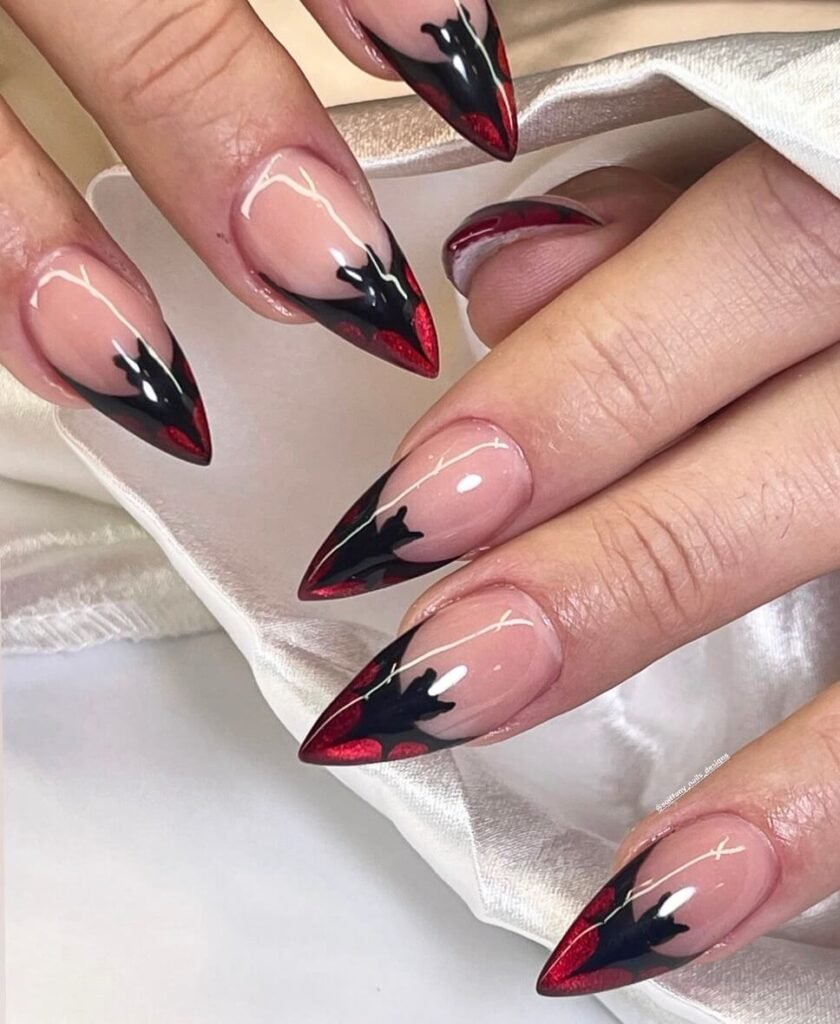 red halloween nails 