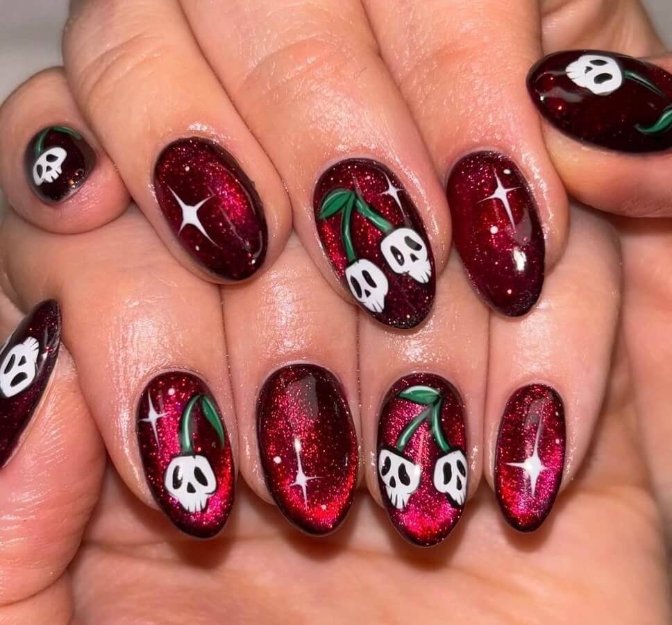 red halloween nails
