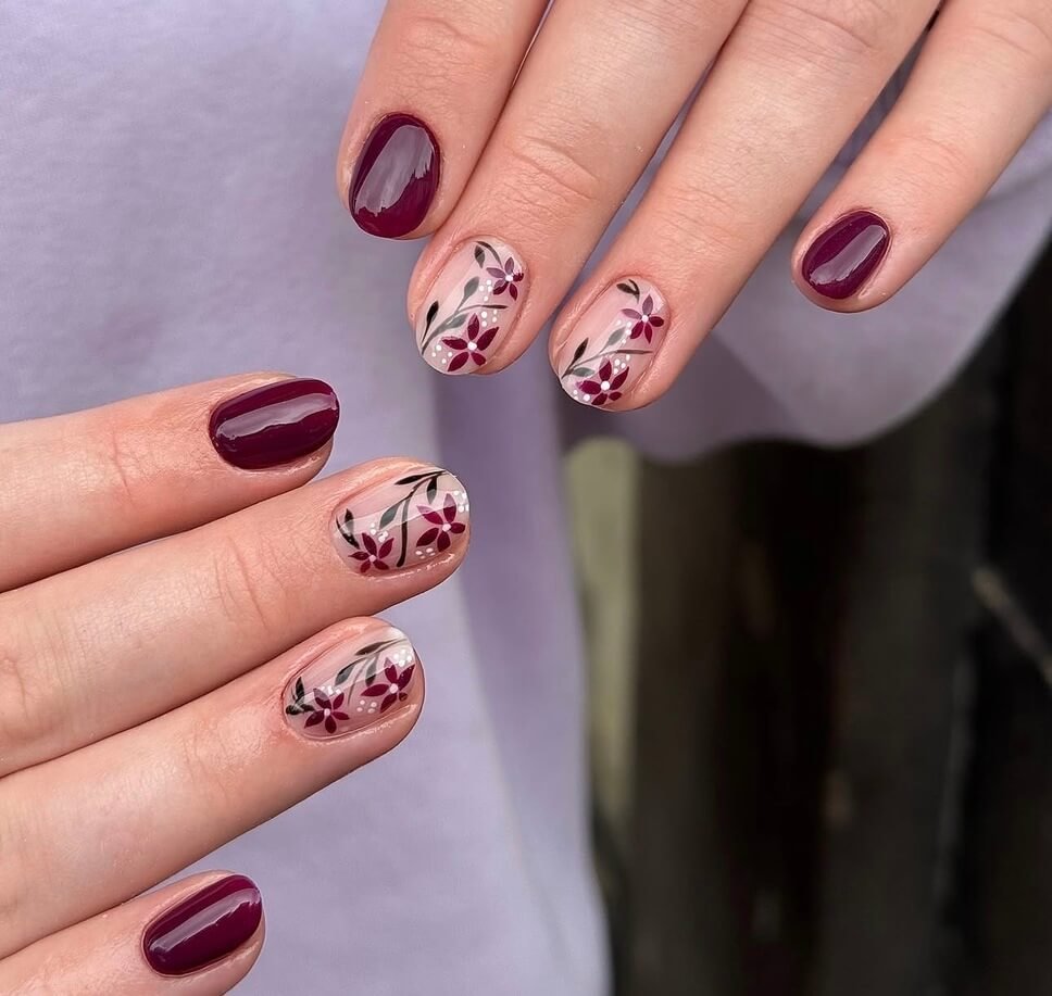 burgundy november nails