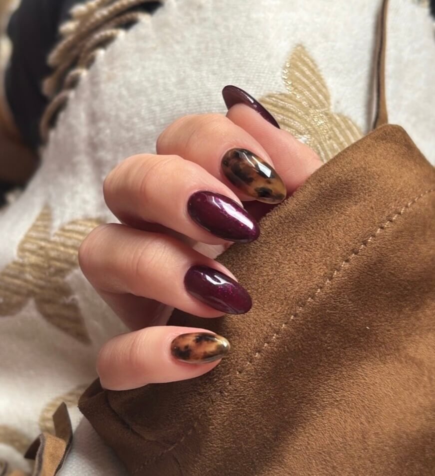  Burgundy and Tortoiseshell Nails november