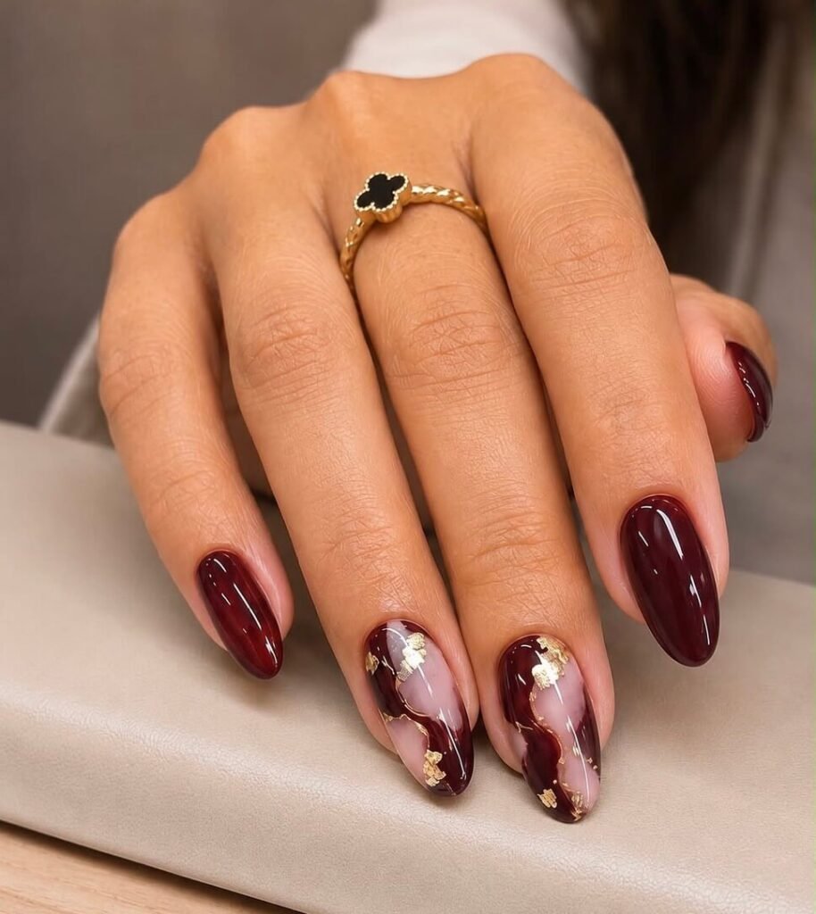 burgundy november nails 