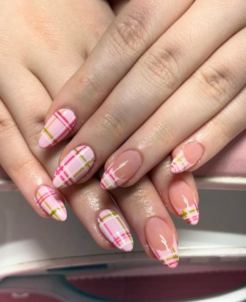 plaid nails