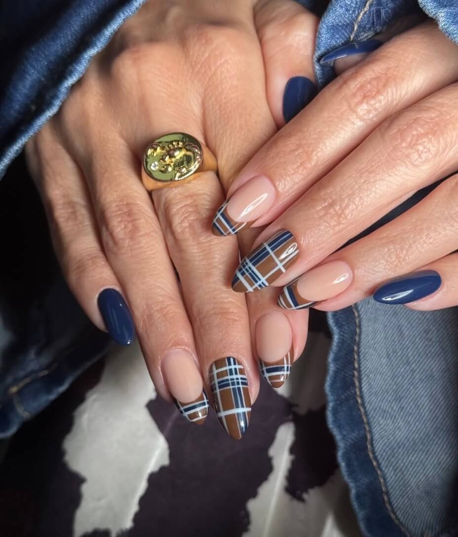 plaid nails