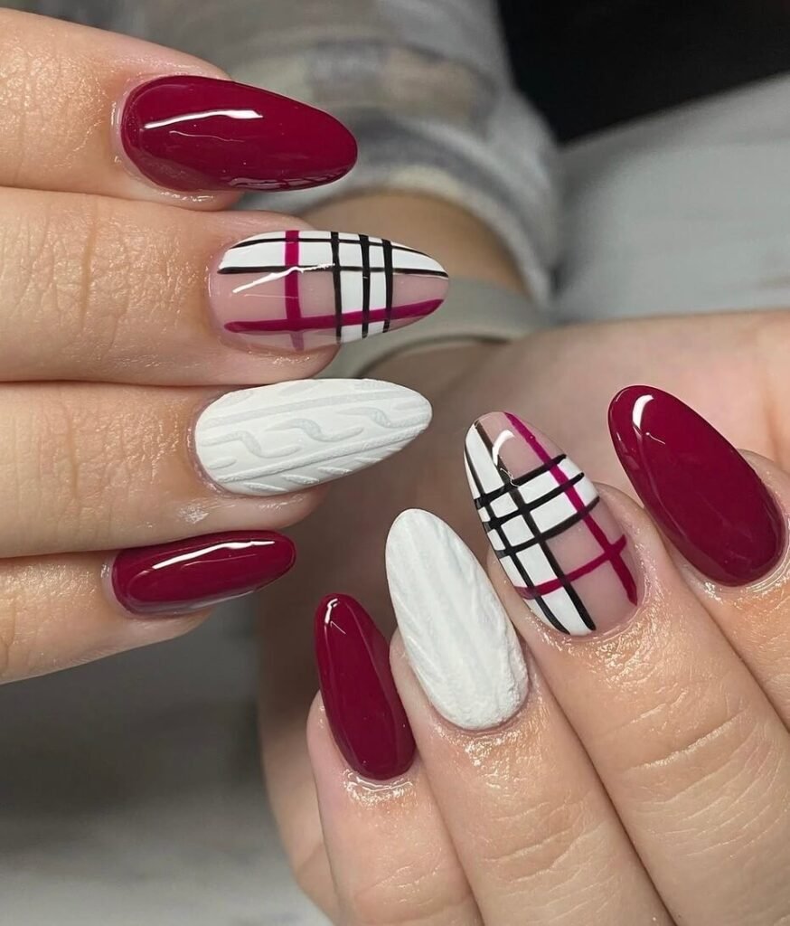 plaid nails