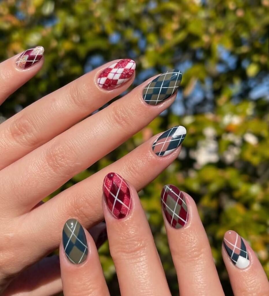 plaid nails designs
