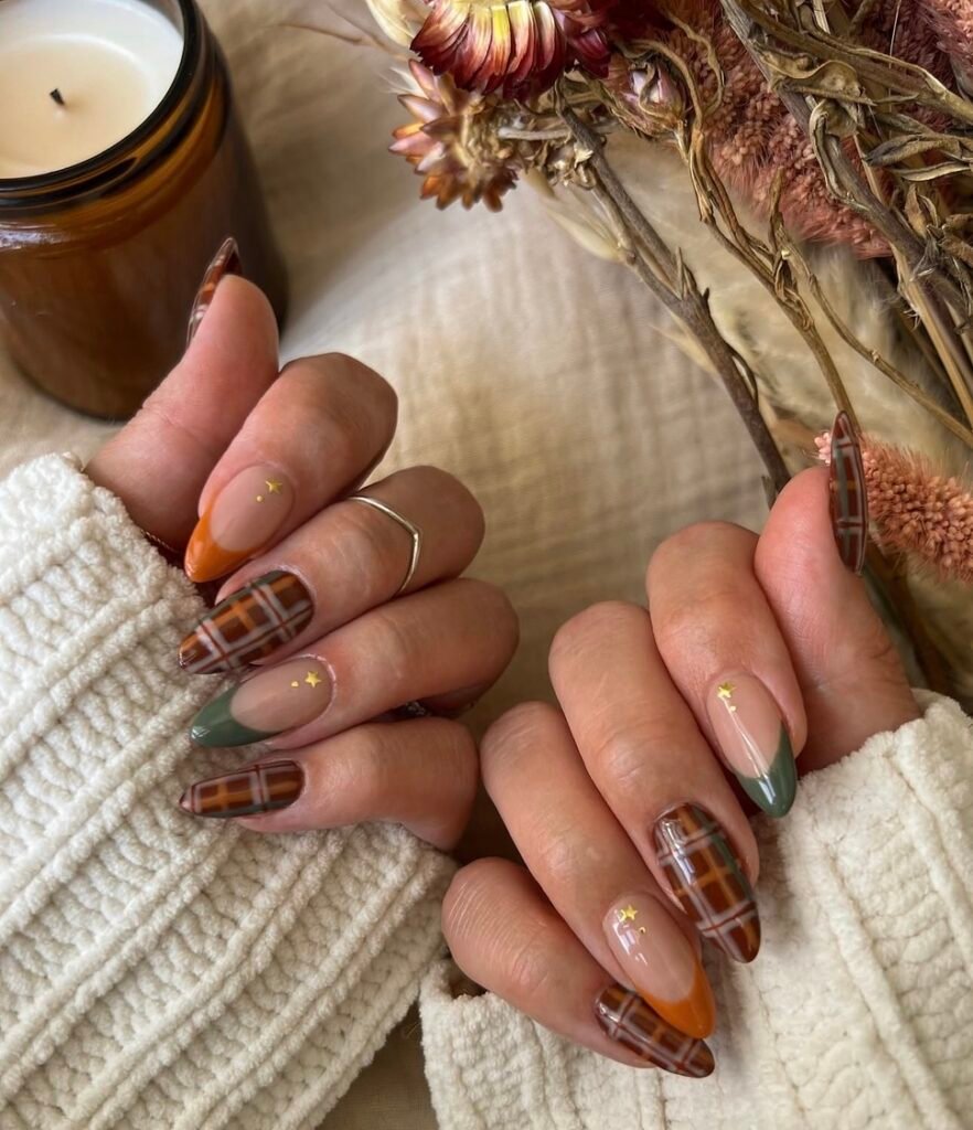 plaid nails for fall and winter