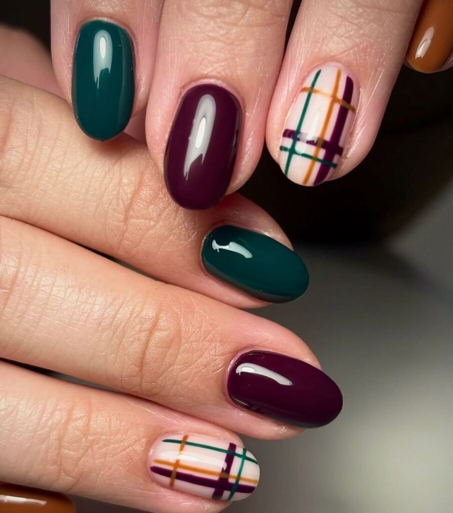 plaid nails for fall
