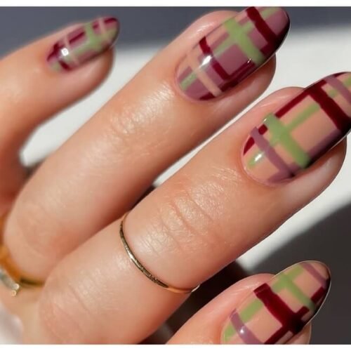 plaid nails
