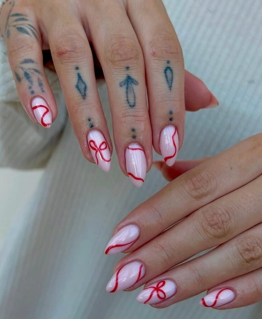 red bow nails ideas