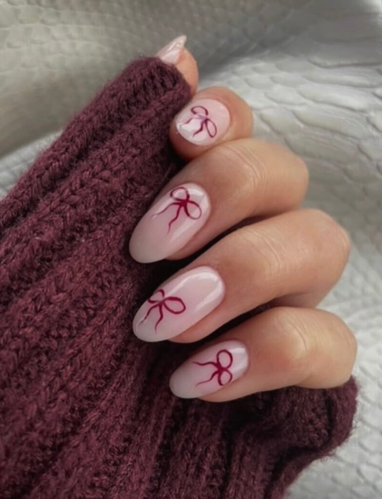 red bow nails 
