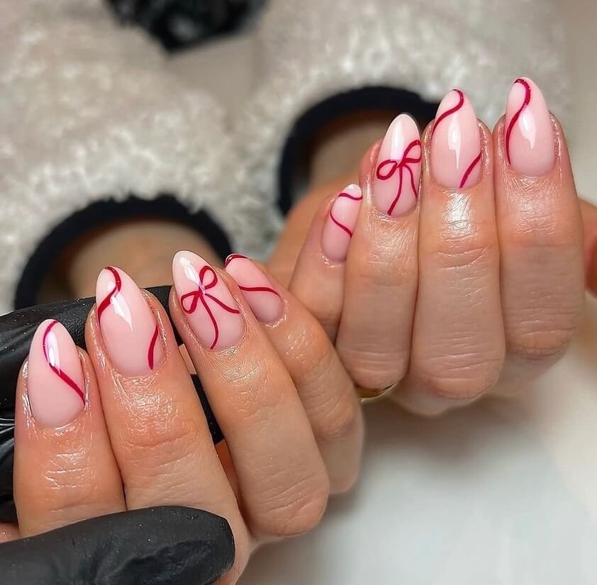 red bow nails