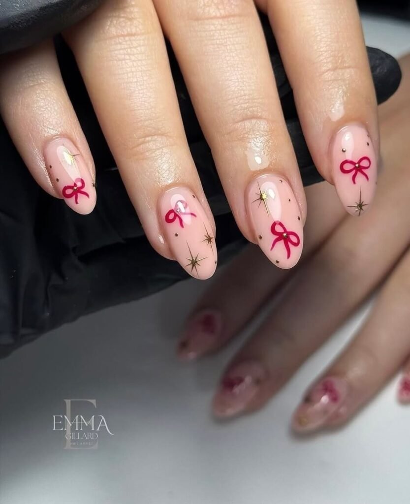 red bow nails 
