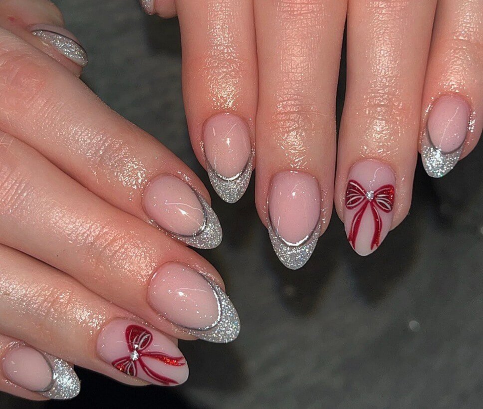 red bow nails designs