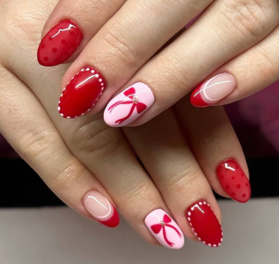 red bow nails ideas