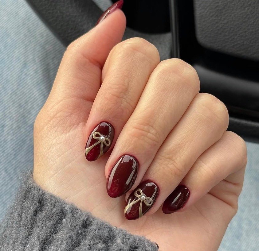 red bow nail designs