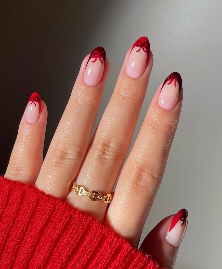 red bow nail designs