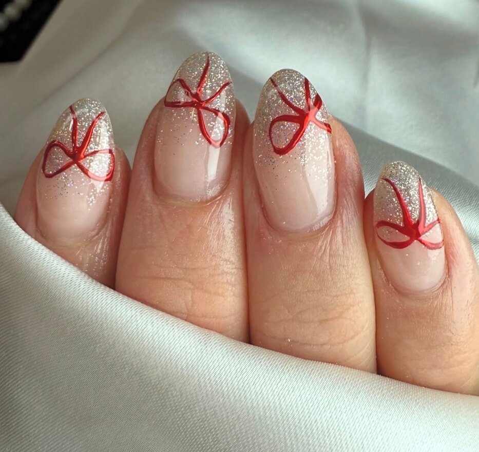 red bow nails 