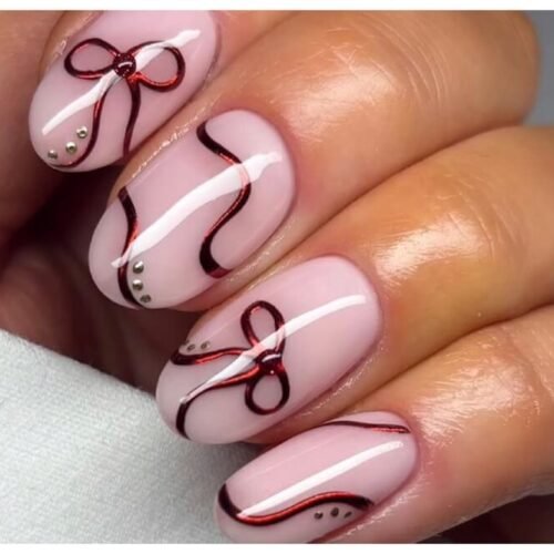 red bow nails