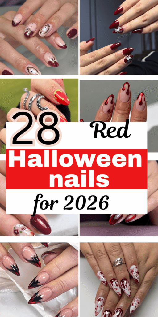 red Halloween nails