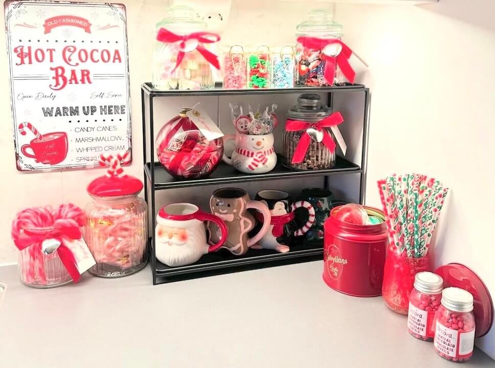 hot cocoa bar tiered tray ideas 
