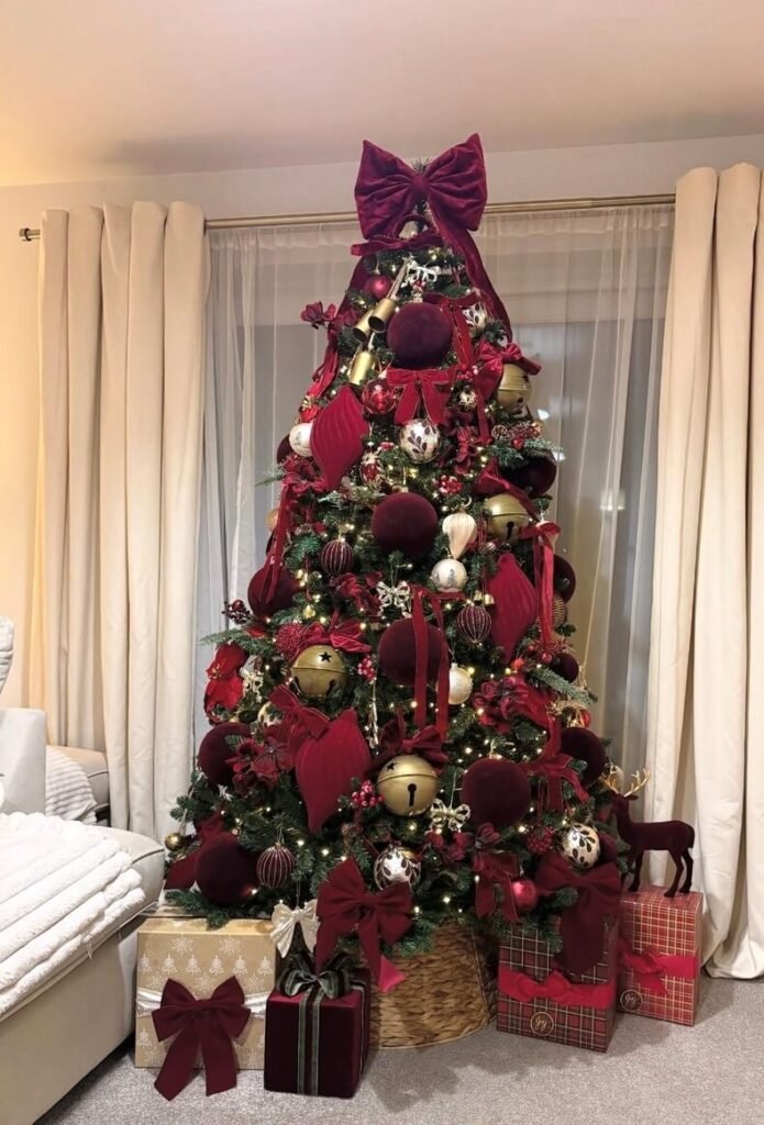 velvet red Christmas tree ideas