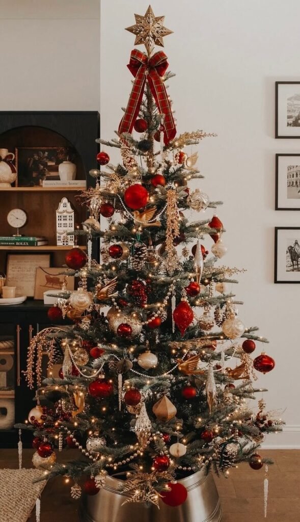 red and gold Christmas tree ideas