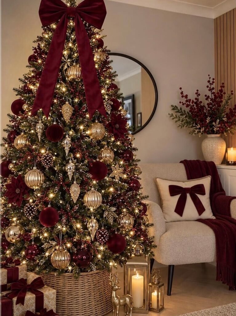 red and gold Christmas tree ideas